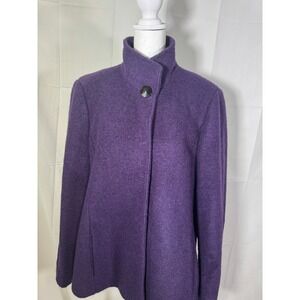 Lands‎ End Purple Wool Blend Button Front Jacket Coat Size 12
